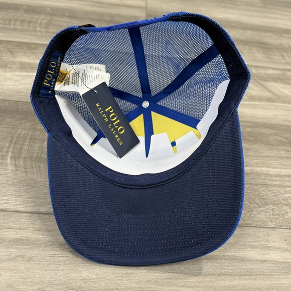Polo Ralph Lauren Men Logo-Patch Twill Trucker Ball Cap Hat Royal Blue NWT - Picture 5 of 7